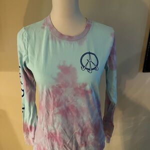 Nike Tee - Womens JUST DO IT Tie Dye Swoosh Peace Sign Logo - Size S